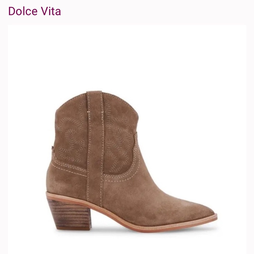 Dolce Vita Women's Solow Western Ankle Cowboy Boot in Tan